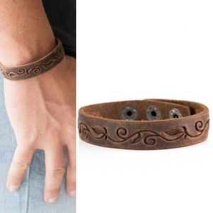 Mens leather urban wrap bracelet